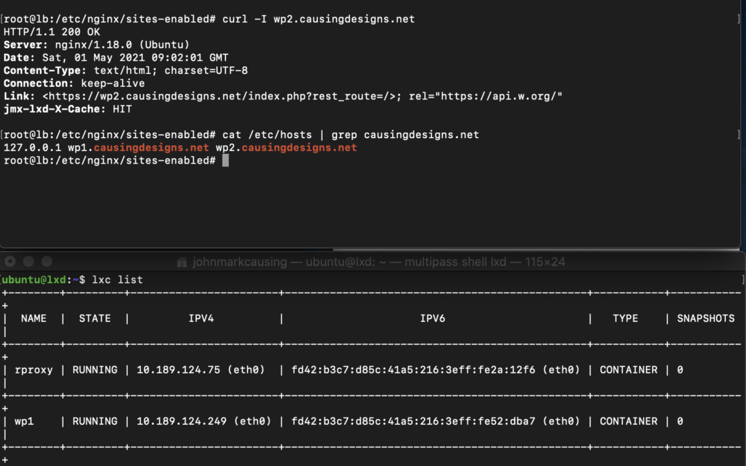 LB to LXC using reverse proxy and LXD config device (local machines)